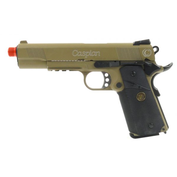 See Airsoft Pistol 1 Green Gas TSD Caspian 45-Tactical Pistol Tan FPS-400 Full Metal, Blowback, Rubberized Grip Airsoft Gun