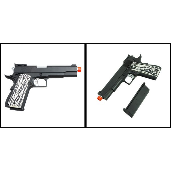 See Airsoft Pistol 2 Green Gas TSD Caspian Arms Custom 1911 Pistol FPS-400 Full Metal, Blowback Airsoft Gun