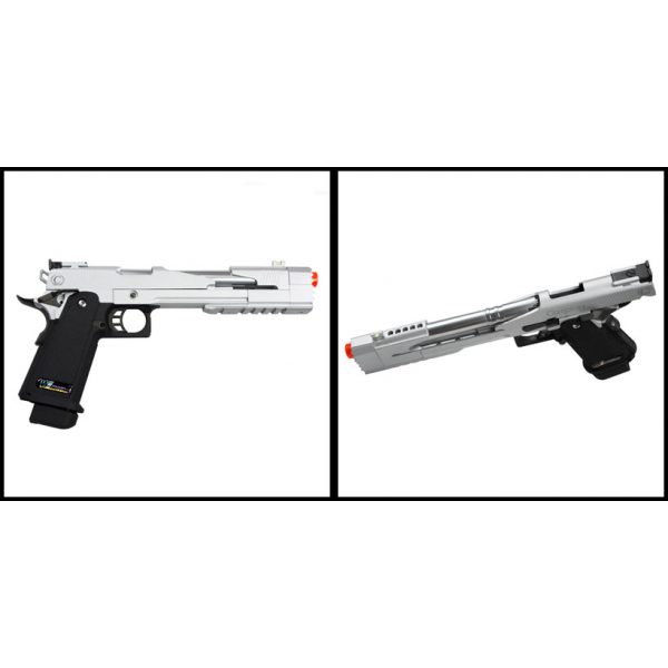 See Airsoft Pistol 2 Green Gas TSD Caspian Arms Tactical 7.0 Dragon Silver Pistol FPS-440 Full Metal, Blowback Airsoft Gun