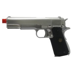 See Airsoft Pistol 1 Green Gas TSD Caspian WE 1911 Pistol Nickel FPS-400 Full Metal, Blowback Airsoft Gun
