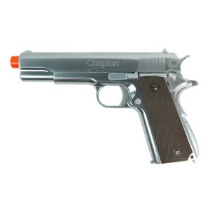 See Airsoft Pistol 1 Green Gas TSD Caspian WE 1911-TAC Pistol Nickel FPS-400 Full Metal, Blowback Airsoft Gun