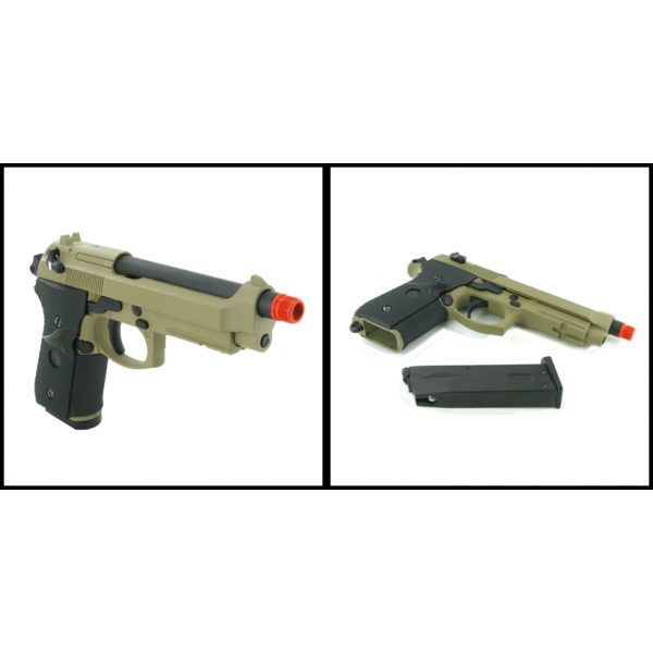 See Airsoft Pistol 2 Green Gas WE Auto Blowback Tactical M9 Long Barrel Pistol FPS-375 Airsoft Gun