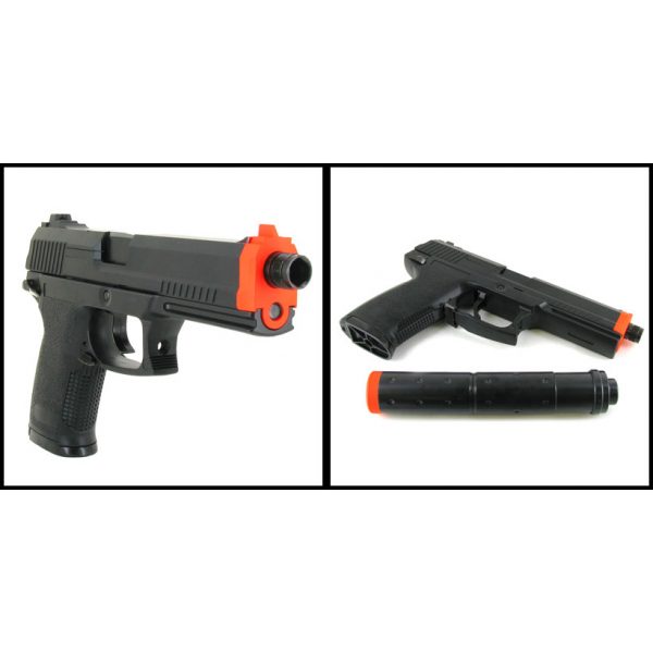 See Airsoft Pistol 2 Green Gas Y&P KP23 Pistol FPS-425 Mock Silencer, Non-Blowback Airsoft Gun