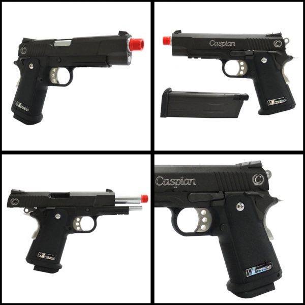 See Airsoft Pistol 2 WE Green Gas 1911 Style Pistol FPS-300, Blowback, Heavyweight Airsoft Gun (Black)