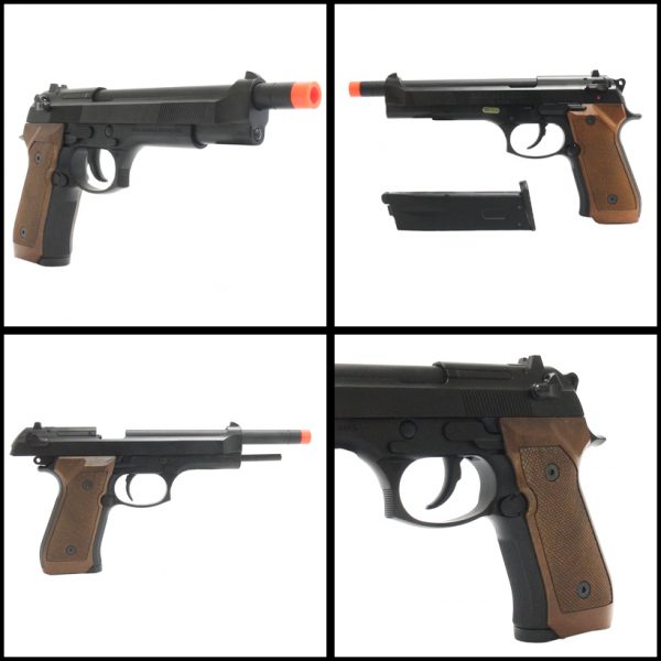 See Airsoft Pistol 2 WE Tactical Green Gas Full Metal M9 Long Barrel Pistol FPS-375 Blowback Airsoft Gun