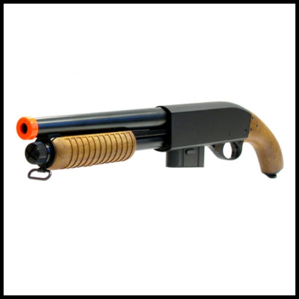 See Airsoft Gun Sight 2 Refurbished Spring Metal Sawed Off M3000 FPS-450 Faux Wood Airsoft Shotgun