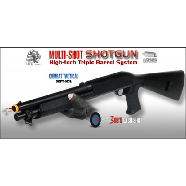 See Airsoft Shotgun 1 Spring 3 Shot Combat Tactical Full Stock Airsoft Shotgun