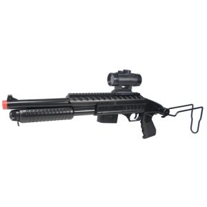 See Airsoft Shotgun 1 Spring Assault M4 Pump Action Shotgun FPS-275 Folding Stock, Flashlight, Scope Airsoft Gun