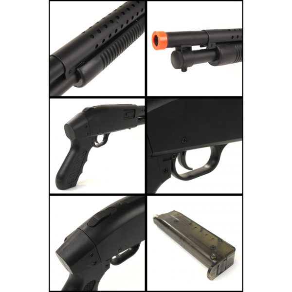 See Airsoft Shotgun 2 Spring CSI AGM003B Pistol Grip Shotgun FPS-390 Airsoft Gun