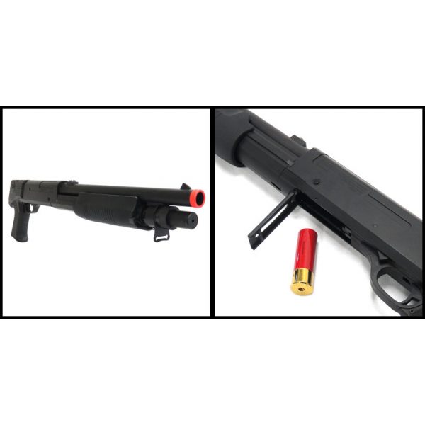 See Airsoft Shotgun 2 Spring CSI Multi-Shot M56B Pump Action Shotgun FPS-320 Airsoft Gun