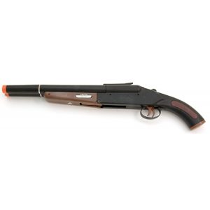 See Airsoft Shotgun 1 Spring Double Barrel Shotgun FPS-75, Twin Triggers Airsoft Gun