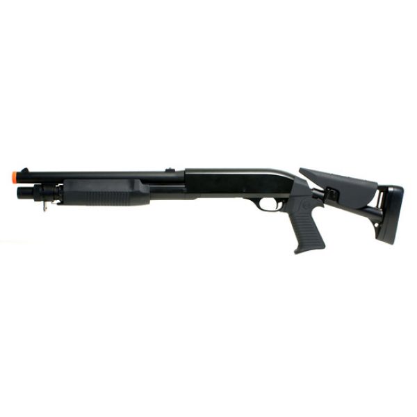 See Airsoft Shotgun 1 Spring M56C Double Eagle Multi-Shot Pump Action Shotgun FPS-375 Collapsible Stock, Shell Magazine Airsoft Gun