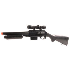 See Airsoft Shotgun 1 Spring MP237A Pump Action Shotgun FPS-340 Laser, Flashlight, Red Dot Scope Airsoft Gun