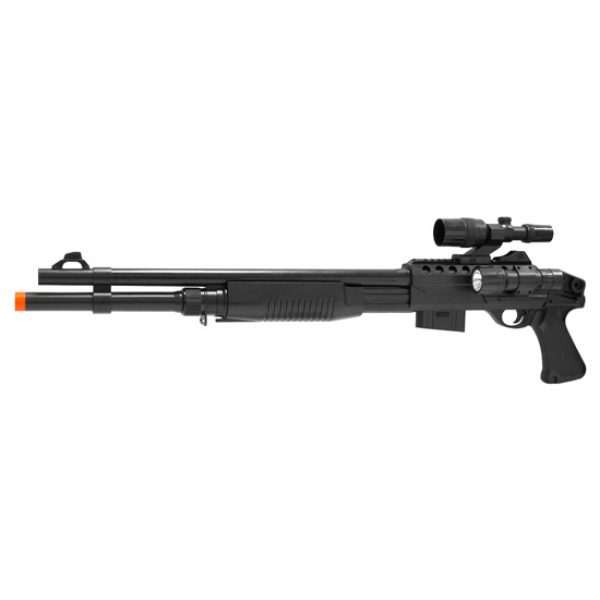 See Airsoft Shotgun 1 Spring Pump Action P915 Shotgun FPS-250 Pistol Grip, Flashlight Airsoft Gun
