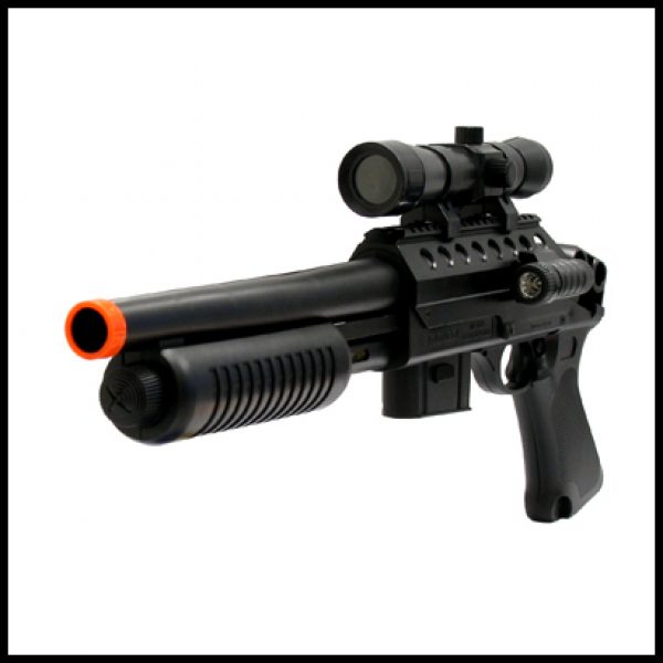 See Airsoft Shotgun 2 Spring Special Tactics Pistol Grip Shotgun FPS-370 Electronic Sight, Laser, Flashlight Airsoft Gun
