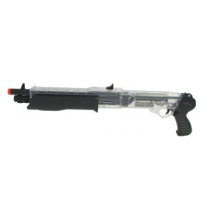 See Airsoft Shotgun 1 Spring Stunt Studios Pump Action Clear Body Shotgun Training Kit FPS 300 Airsoft Gun
