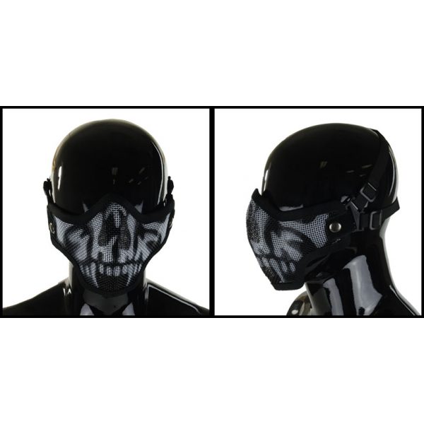 Trimex Half Face Skull Mesh Mask – Paintball Airsoft Protection & Halloween Cosplay