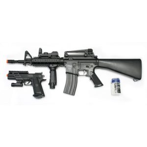 See Airsoft Rifle 1 DPMS M4 Field Duty Kit With Electric A17 Rifle FPS-302 And Colt Spring MK IV Pistol FPS-205 Airsoft Guns