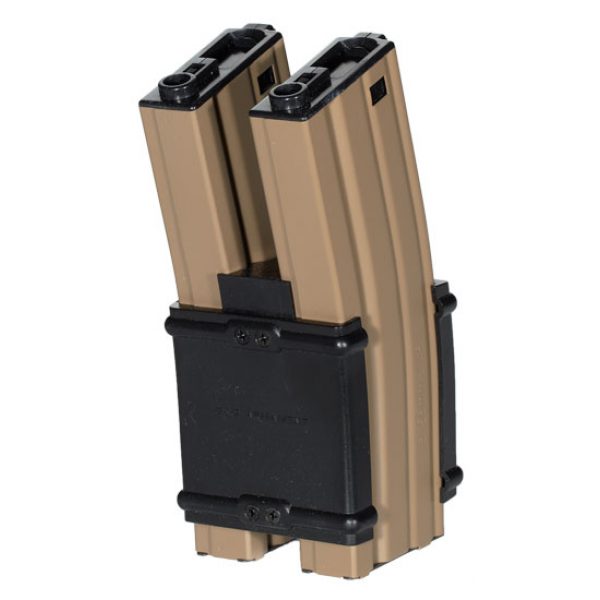 See Airsoft Magazine 1 G&G M4 & M16 900 Round Electric Auto Wind Double Magazine Tan