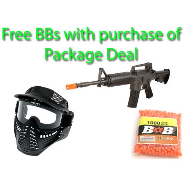 See Airsoft Rifle 1 Electric 3081B M4A1 Rifle Airsoft Gun Package Deal (Mask and BBs)