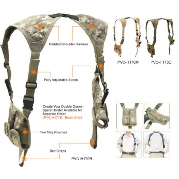 See Airsoft Holster 1 UTG Deluxe Universal Horizontal Shoulder Holster Airsoft Gun Accessory - Army Universal Digital Pattern