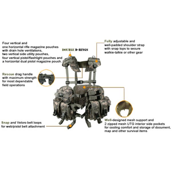 See Airsoft Accessory 1 UTG V746G Web Tactical Vest, Airsoft Gun Accessory, OD Green