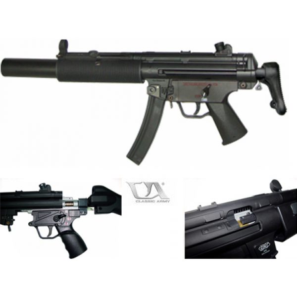See Airsoft Rifle 1 Electric Classic Army MP5SD6 Assault Rifle FPS-375 Silenced, Retractable Stock Airsoft Gun