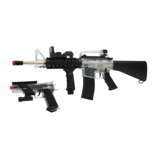 See Airsoft Rifle 1 Electric Colt M4 Field Duty Kit A17 Rifle FPS-300, MK IV Spring Pistol FPS-205 Airsoft Gun