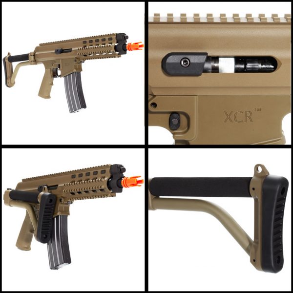 See Airsoft Rifle 2 Electric Echo 1 Robinsons Arms XCR Tan FPS-475 Airsoft Rifle
