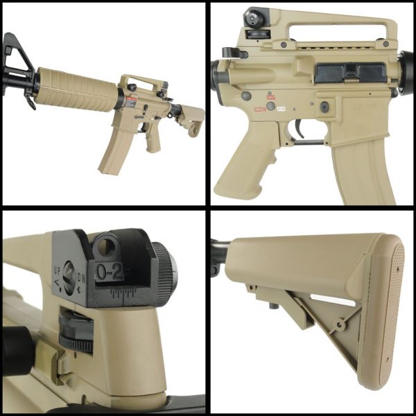 See Airsoft Rifle 2 Electric G&G Combat Machine GC16 Carbine Crane Stock FPS-530 Airsoft Rifle Desert Tan