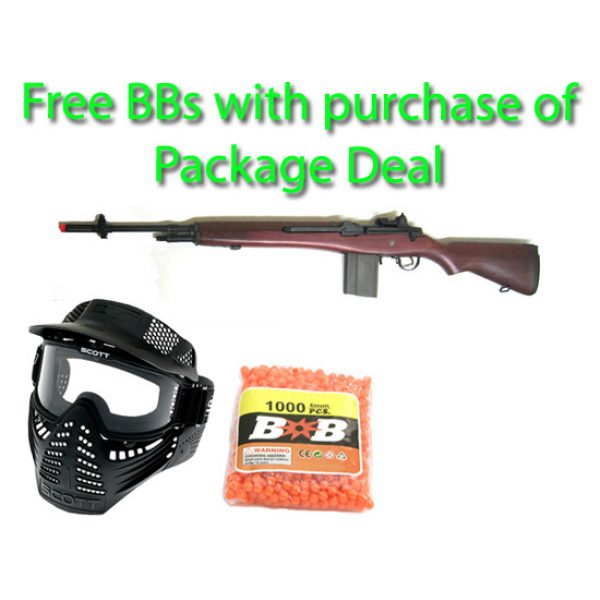 See Airsoft Rifle 1 Electric G&G M14 Sniper Rifle Wood FPS-310 Airsoft Gun Package Deal (Mask and BBs)
