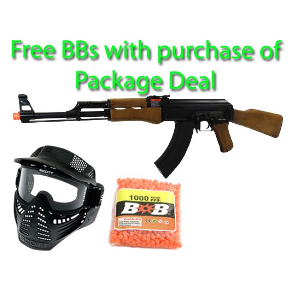 See Airsoft Rifle 1 Electric G&G RK47 Rifle FPS-430 Airsoft Gun Package Deal (Mask and BBs)