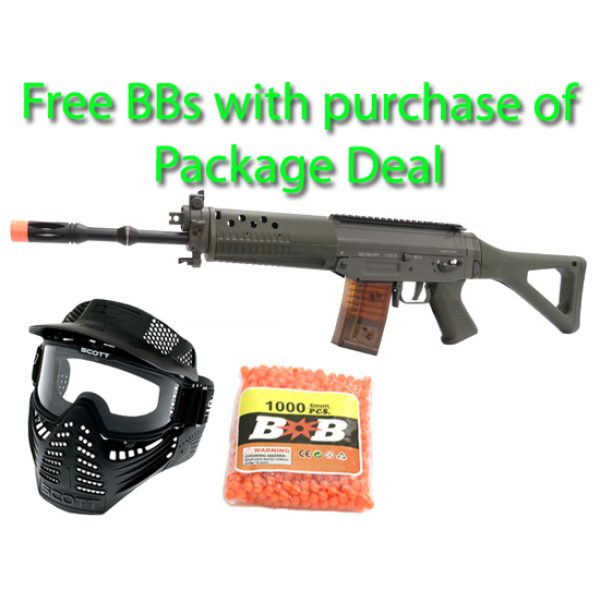 See Airsoft Rifle 1 Electric G&G Swiss Arms SG553 Rifle FPS-480 Airsoft Gun Package Deal (Mask and BBs)