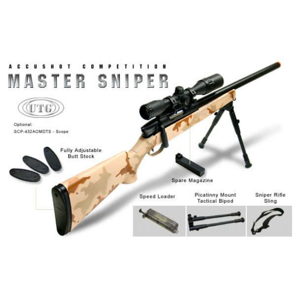 See Airsoft Rifle 1 Refurbished Spring UTG Gen 5Accushot Competition Master Model 700 Pro with Upgraded Bolt Sniper Rifle Camo FPS-450 Airsoft Gun