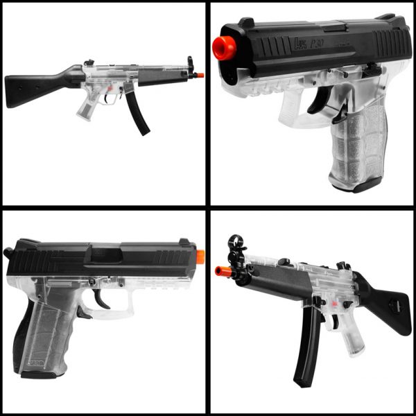See Airsoft Rifle 2 Electric H&K MP5 Rife FPS-300 And Spring P30 FPS-275 Clear Airsoft Guns