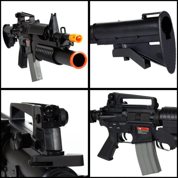 See Airsoft Rifle 2 Electric Javelin M4 with Grenade Launcher FPS-475 Blowback Airsoft Rifle Combo Pack