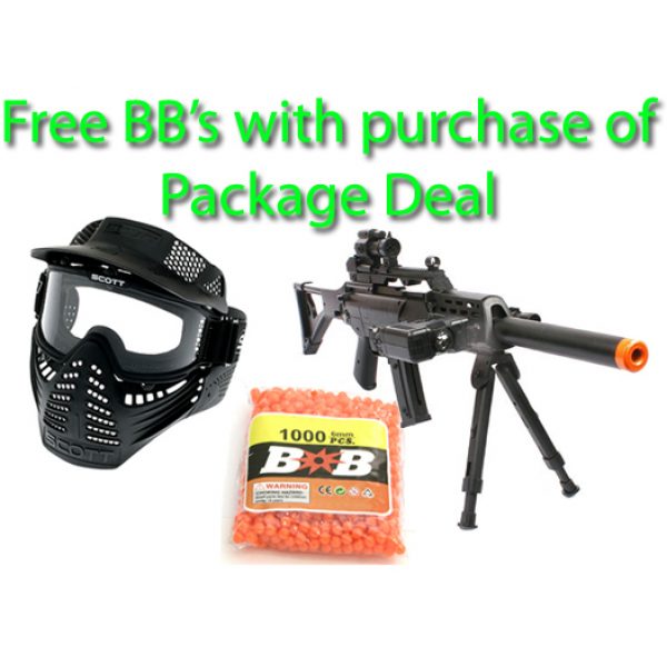 See Airsoft Rifle 1 Spring 957C Sniper Rifle FPS-220 Airsoft Gun Package Deal (Mask and BBs)