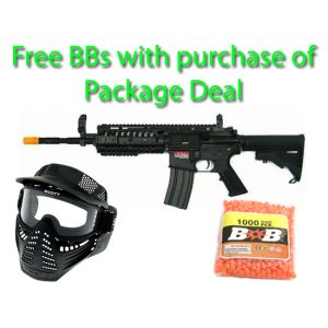 See Airsoft Rifle 1 Electric JG M4A1-6613 Carbine Rifle FPS-480 Full Metal Airsoft Gun Package Deal (Mask and BBs)