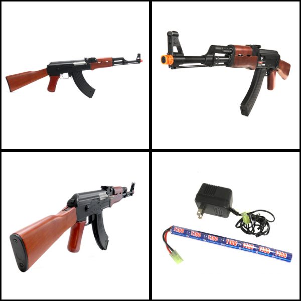 See Airsoft Rifle 2 Electric Jing Gong AK-47-TU Real Wood Rifle FPS-505 Airsoft Gun