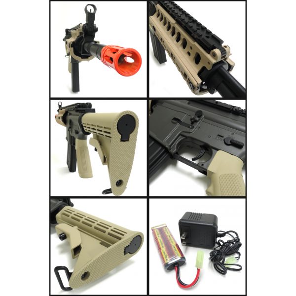See Airsoft Rifle 2 Electric Jing Gong M4 Carbine RIS Rifle Tan FPS-470 Airsoft Gun