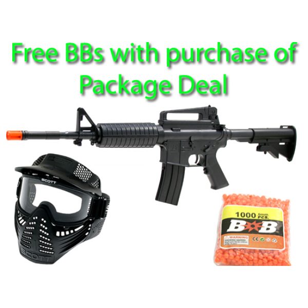 See Airsoft Rifle 1 Electric Mini M4A1 Assault Rifle FPS-200 Collapsible Stock Airsoft Gun Package Deal (Mask and BBs)