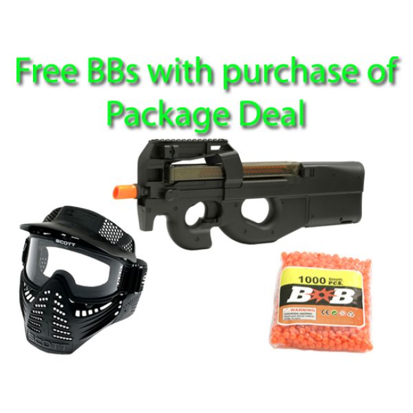See Airsoft Rifle 1 Electric P90 Submachine Gun FPS-480 Airsoft Gun Package Deal (Mask and BBs)