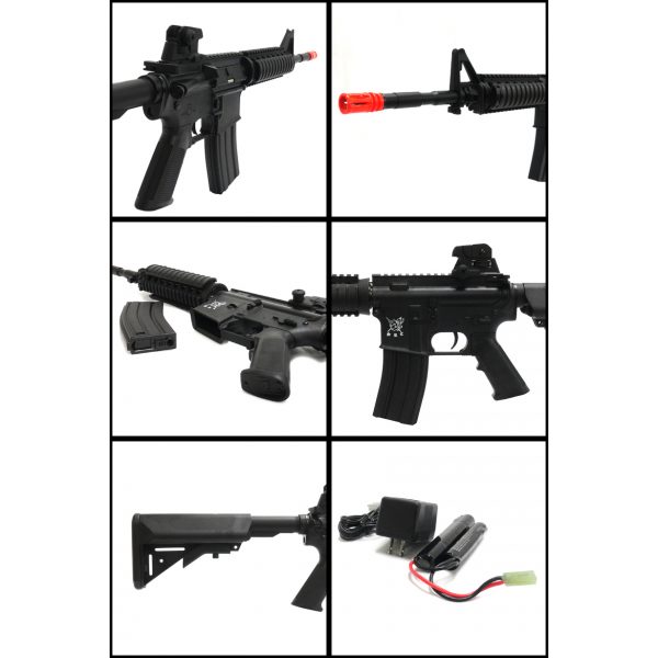 See Airsoft Rifle 2 Electric SRC Sport M4 CQB Rifle Black FPS-400 Collapsible Stock, Integrated Rail System Airsoft Gun