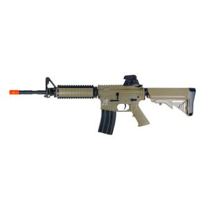 See Airsoft Rifle 1 Electric SRC Sport M4 CQB Rifle Tan FPS-400 Collapsible Stock, Integrated Rail System Airsoft Gun