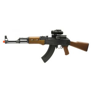 See Airsoft Rifle 1 Electric Tactical AK47 Assault Rifle FPS-350 Full Stock, Red Dot Sight, Flashlight Airsoft Gun