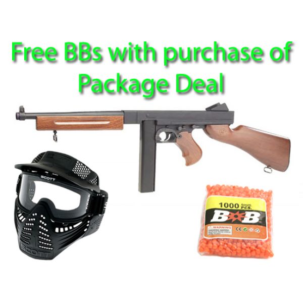 See Airsoft Rifle 1 Electric Thompson M1A1 Eco-Line Rifle FPS-328 Airsoft Gun Package Deal (Mask and BBs)