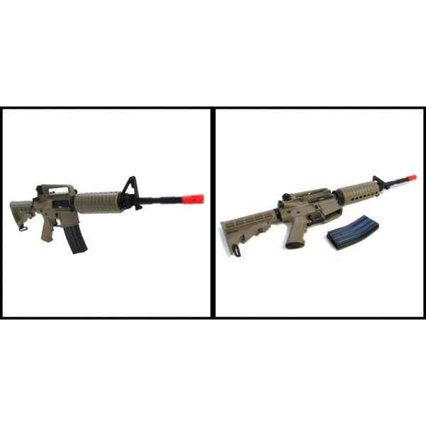 See Airsoft Rifle 2 Electric TSD M4 Desert Assault Rifle FPS-470 Collapsible Stock Airsoft Gun